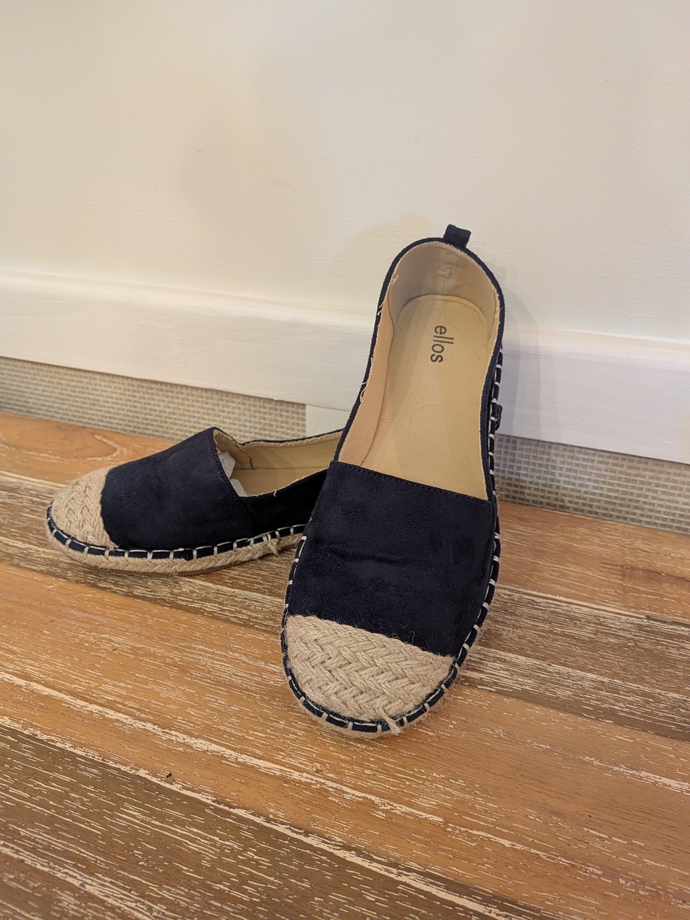 Ellos Navy Espadrille Slip-On Flats